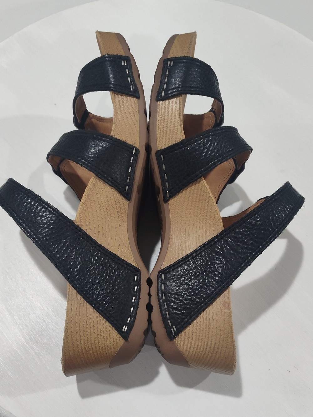 Dansko Tarin Black Leather Triple-Buckle Slide Wedge Sandals Size 38 - Picture 2 of 11
